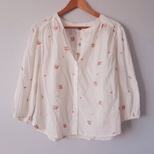 NWT Old Navy 100% Cotton Embroidered Floral Pleasant Top L